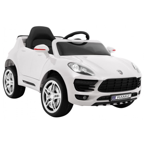 Autíčko Turbo-S na batériu pre deti Biele + Ovládač + Pomalý štart + Kolesá EVA + Rádio MP3