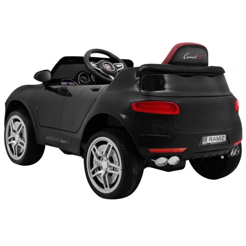 Autíčko Turbo-S na batériu pre deti Čierne + Ovládač + Pomalý štart + Kolesá EVA + Rádio MP3