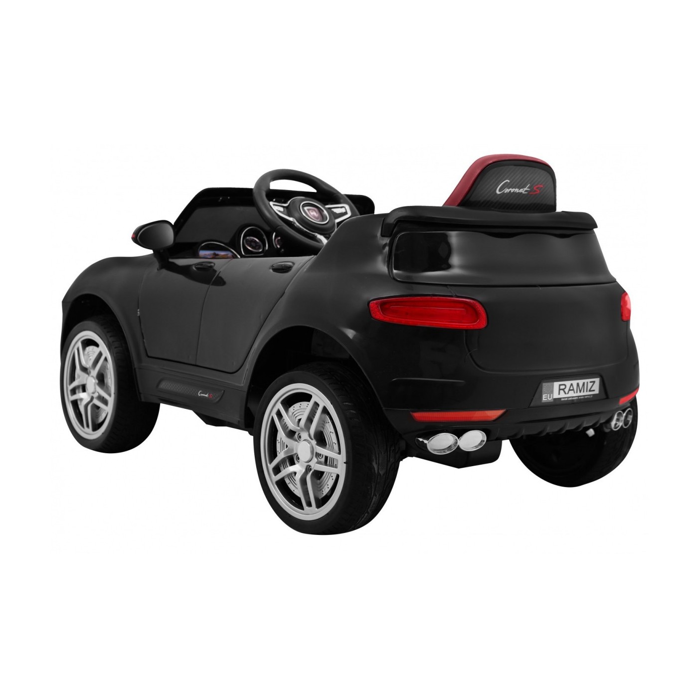 Autíčko Turbo-S na batériu pre deti Čierne + Ovládač + Pomalý štart + Kolesá EVA + Rádio MP3