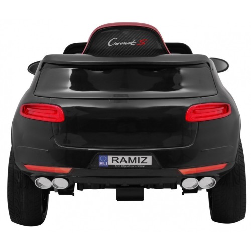 Autíčko Turbo-S na batériu pre deti Čierne + Ovládač + Pomalý štart + Kolesá EVA + Rádio MP3