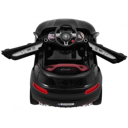 Autíčko Turbo-S na batériu pre deti Čierne + Ovládač + Pomalý štart + Kolesá EVA + Rádio MP3