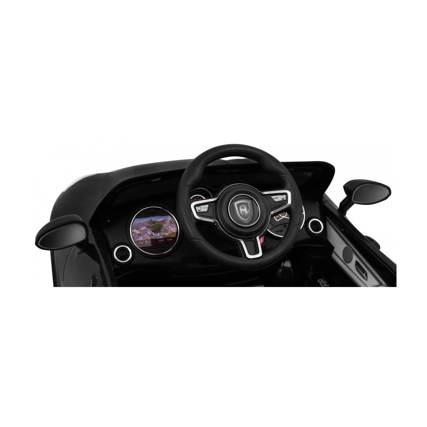 Autíčko Turbo-S na batériu pre deti Čierne + Ovládač + Pomalý štart + Kolesá EVA + Rádio MP3