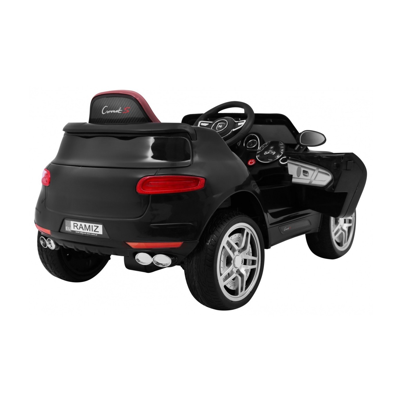 Autíčko Turbo-S na batériu pre deti Čierne + Ovládač + Pomalý štart + Kolesá EVA + Rádio MP3