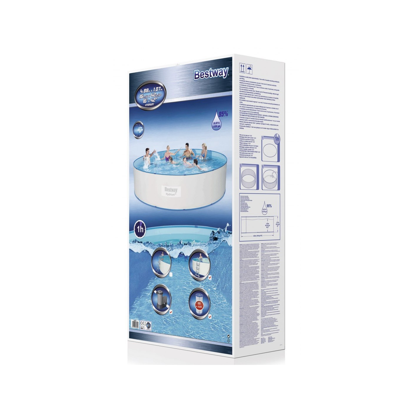 Bazén Panelový 16FT 488x107 cm HYDRIUM 4w1 BESTWAY