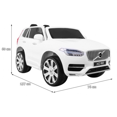 Volvo XC90 na batériu pre deti Biele + Ovládač + Batožinový priestor + EVA + Pomalý štart + Rádio MP3 + LED