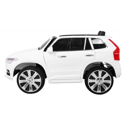 Volvo XC90 na batériu pre deti Biele + Ovládač + Batožinový priestor + EVA + Pomalý štart + Rádio MP3 + LED