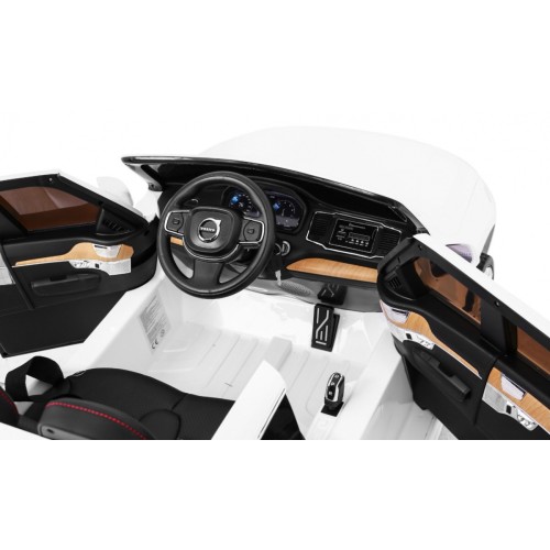 Volvo XC90 na batériu pre deti Biele + Ovládač + Batožinový priestor + EVA + Pomalý štart + Rádio MP3 + LED