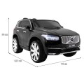 Volvo XC90 na batériu pre deti Lak Čierny + Ovládač + Batožinový priestor + EVA + Pomalý štart + Rádio MP3 + LED