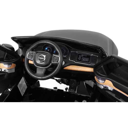 Volvo XC90 na batériu pre deti Lak Čierny + Ovládač + Batožinový priestor + EVA + Pomalý štart + Rádio MP3 + LED