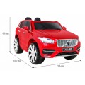 Volvo XC90 na batériu pre deti Lak Červený + Ovládač + Batožinový priestor + EVA + Pomalý štart + Rádio MP3 + LED