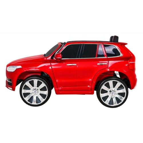 Volvo XC90 na batériu pre deti Lak Červený + Ovládač + Batožinový priestor + EVA + Pomalý štart + Rádio MP3 + LED