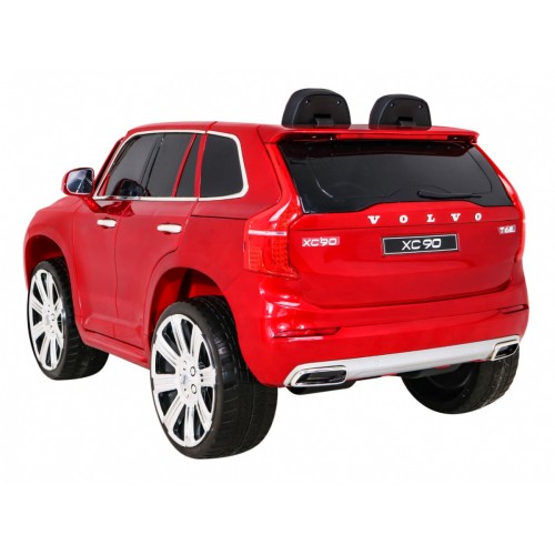Volvo XC90 na batériu pre deti Lak Červený + Ovládač + Batožinový priestor + EVA + Pomalý štart + Rádio MP3 + LED