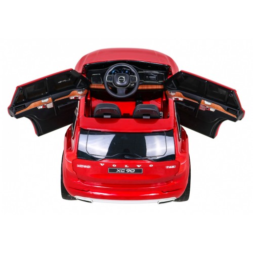 Volvo XC90 na batériu pre deti Lak Červený + Ovládač + Batožinový priestor + EVA + Pomalý štart + Rádio MP3 + LED