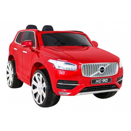 Volvo XC90 na batériu pre deti Lak Červený + Ovládač + Batožinový priestor + EVA + Pomalý štart + Rádio MP3 + LED