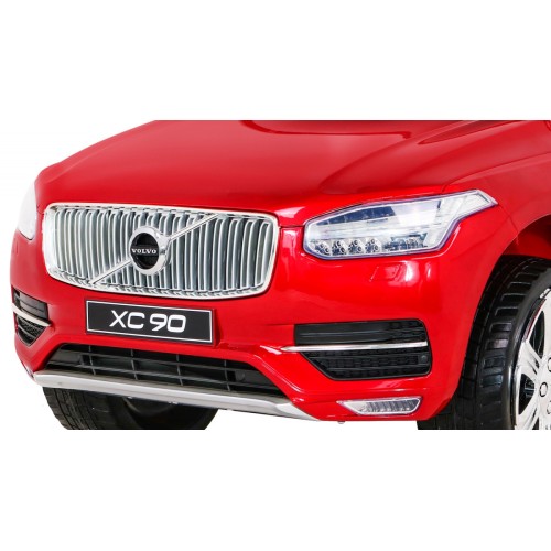 Volvo XC90 na batériu pre deti Lak Červený + Ovládač + Batožinový priestor + EVA + Pomalý štart + Rádio MP3 + LED