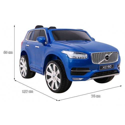 Volvo XC90 na batériu pre deti Lak Modrý + Ovládač + Batožinový priestor + EVA + Pomalý štart + Rádio MP3 + LED