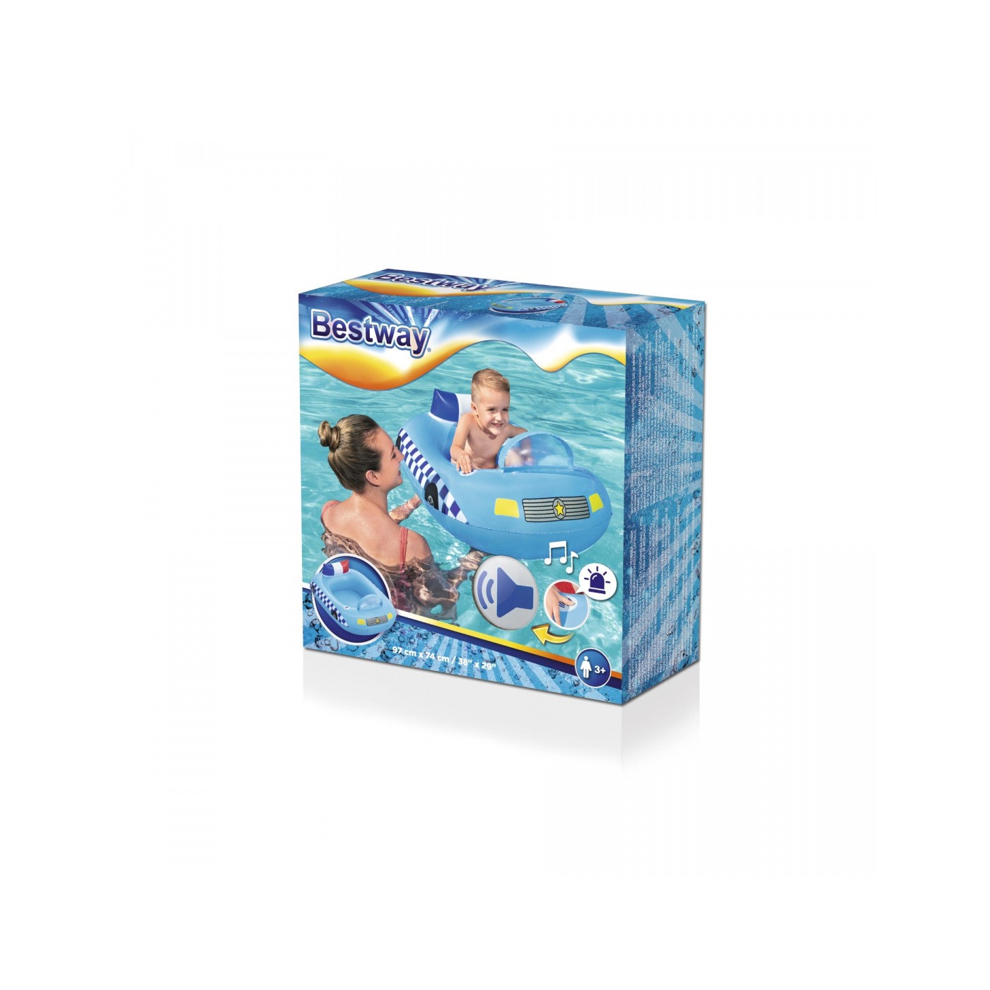 Nafukovací čln Polícia pre deti 97x74 BESTWAY + zvuková siréna