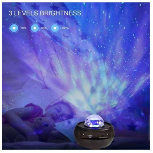 Otočný projektor Hudobná skrinka pre deti 3+ Hviezdnate nebo 10 farieb + Nočná lampička + Reproduktor pre MP3