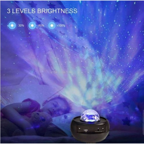 Otočný projektor Hudobná skrinka pre deti 3+ Hviezdnate nebo 10 farieb + Nočná lampička + Reproduktor pre MP3