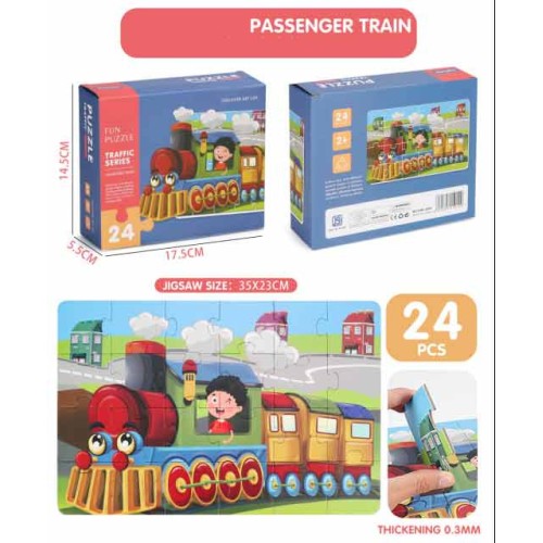 Veľké puzzle pre deti 2+ Logická hračka 24 ks. Lokomotíva s rušňovodičom