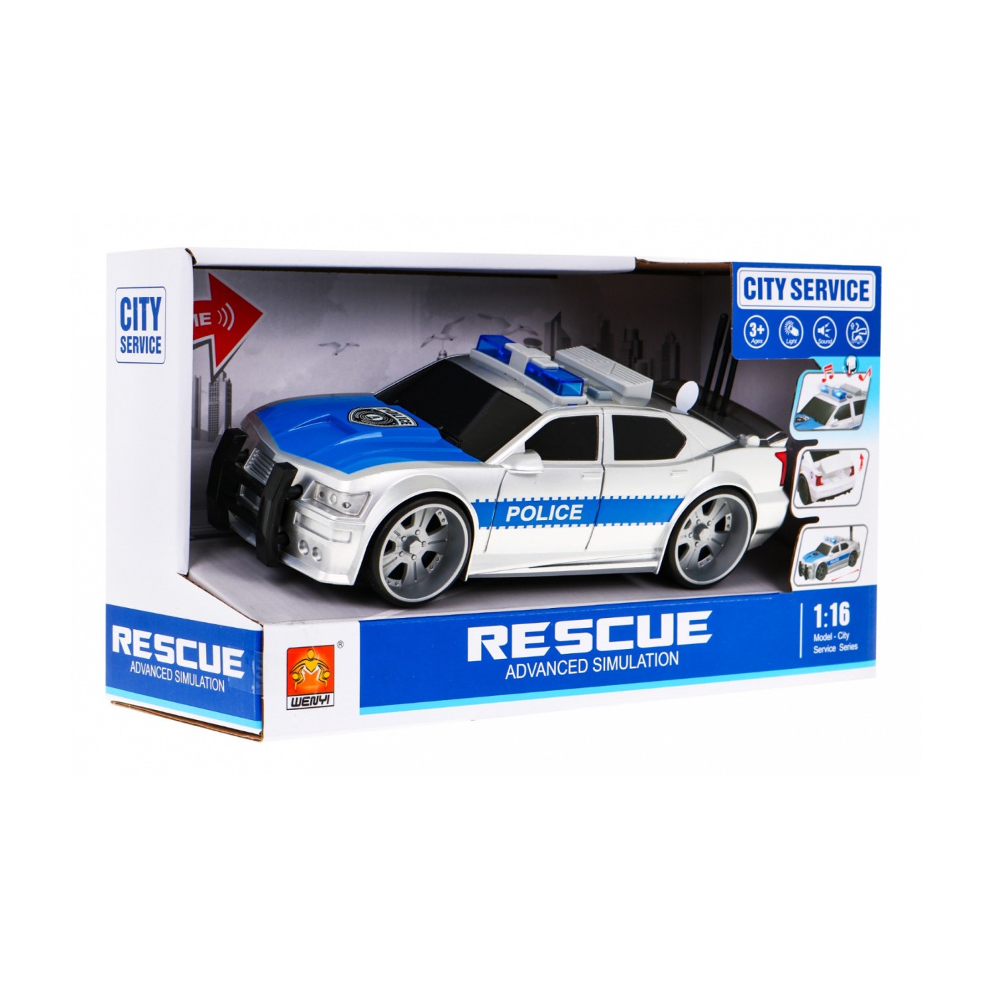 Interaktívne policajné auto pre deti 3+ Model auta 1:16 Svietiace efekty + Zvuky