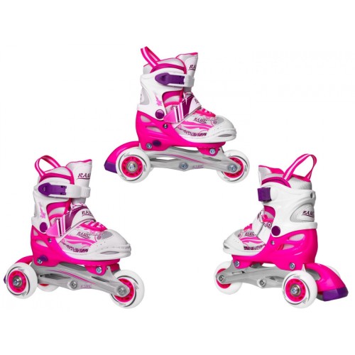 Inline korčule, Sada 4v1 27-30 Ružové