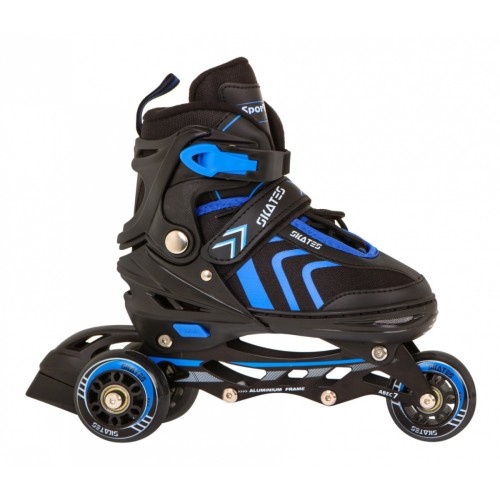 Sada 4v1 dvojradové korčule pre deti veľkosť 29-33 modré