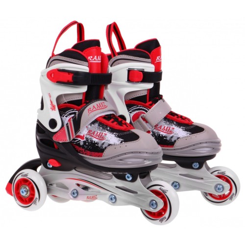 Korčule, inline korčule, Sada 4v1 30-33 Červené