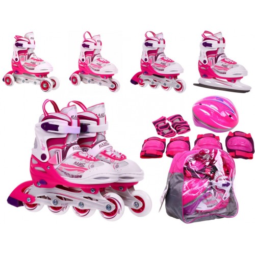 Korčule,  inline korčule, Sada 4v1 30-33 Ružové