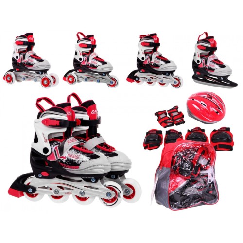 Korčule,  inlinekorčule, Sada 4v1 34-37 Červené