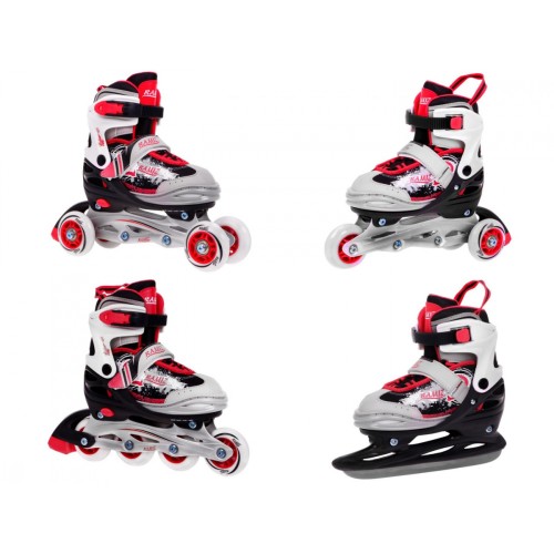 Korčule,  inlinekorčule, Sada 4v1 34-37 Červené