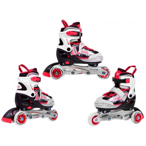 Korčule,  inlinekorčule, Sada 4v1 34-37 Červené
