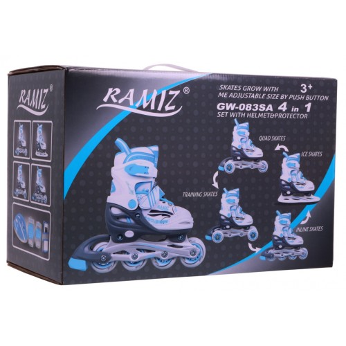 Korčule,  inlinekorčule, Sada 4v1 34-37 Červené