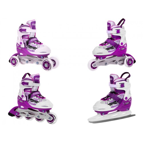 Korčule,  inline korčule, Sada 4v1 34-37 Fialové