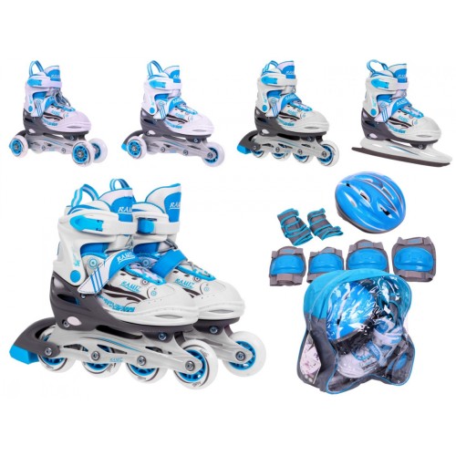 Korčule,  inline korčule, Sada 4v1 34-37 Modré
