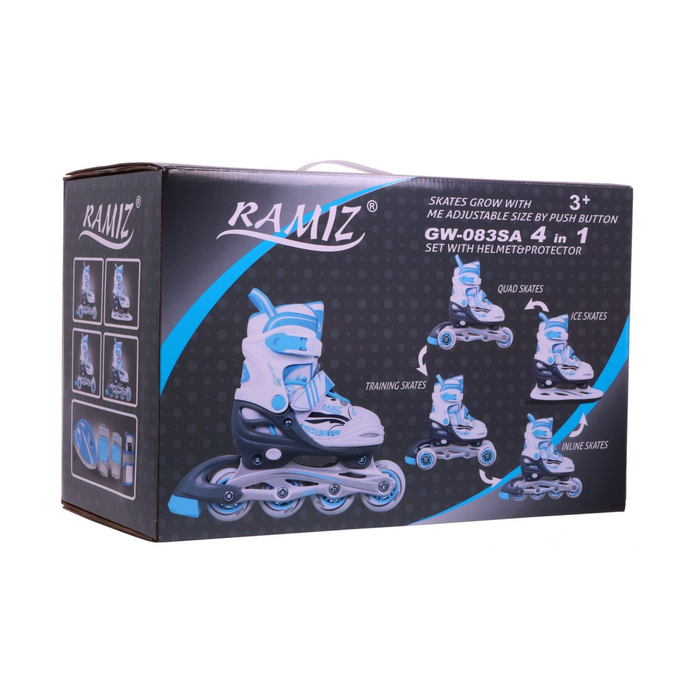 Korčule,  inline korčule, Sada 4v1 34-37 Modré