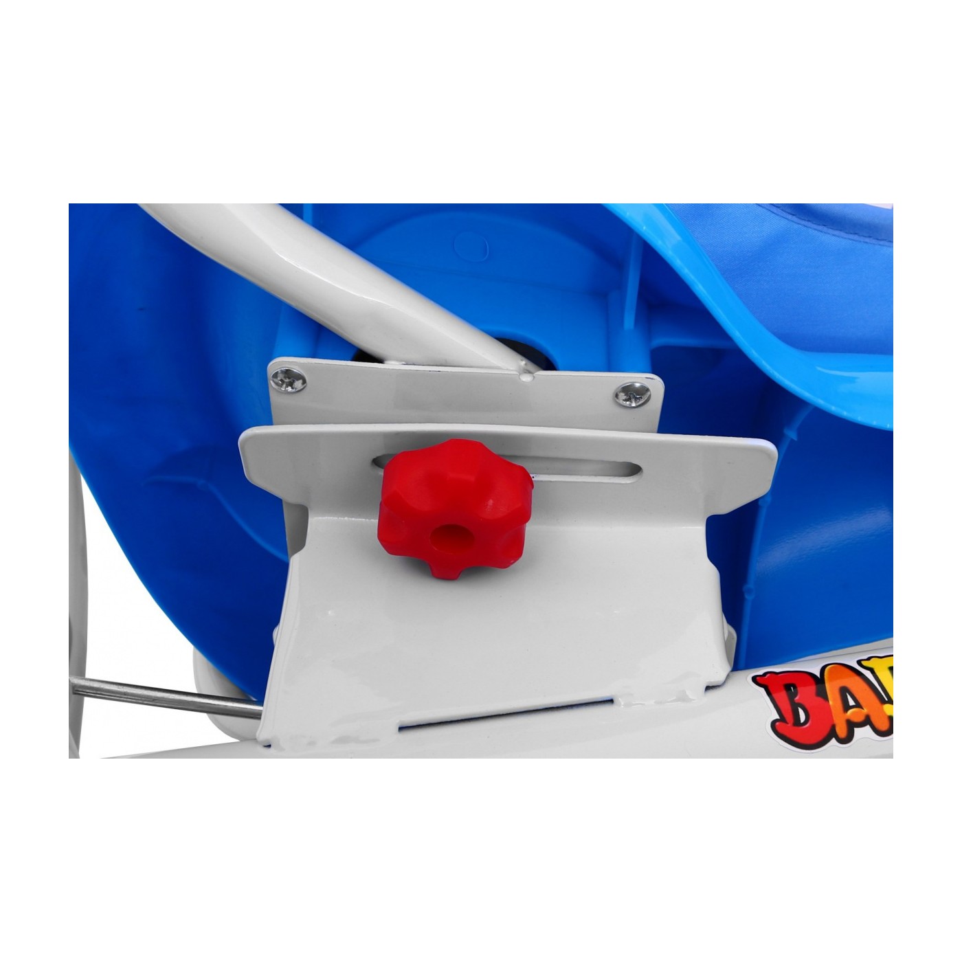 3-kolesový detský bicykel Blue Elephant + zvuky + strieška + zábrana + opierka na nohy + rukoväť + úložný priestor