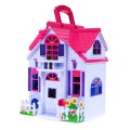 Skladací domček pre deti 3+ Fialový + Figúrky rodiny + Psík + Nábytok + 2 poschodia