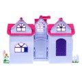 Skladací domček pre deti 3+ Fialový + Figúrky rodiny + Psík + Nábytok + 2 poschodia