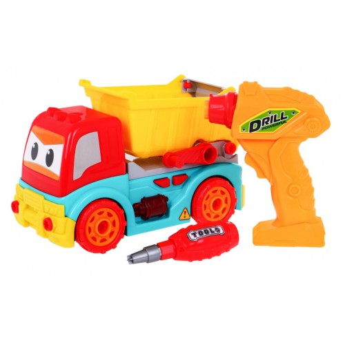 Rozoberateľné Nákladné auto pre deti 3+ Elektrický skrutkovač + Pohon pre sklápačku + Zvuky Svietidlá