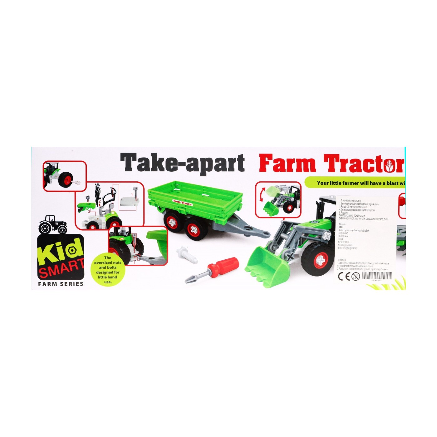 Rozoberateľný Traktor s prívesom pre deti 3+ Skrutkovač + Skrutkovač + Buldozér