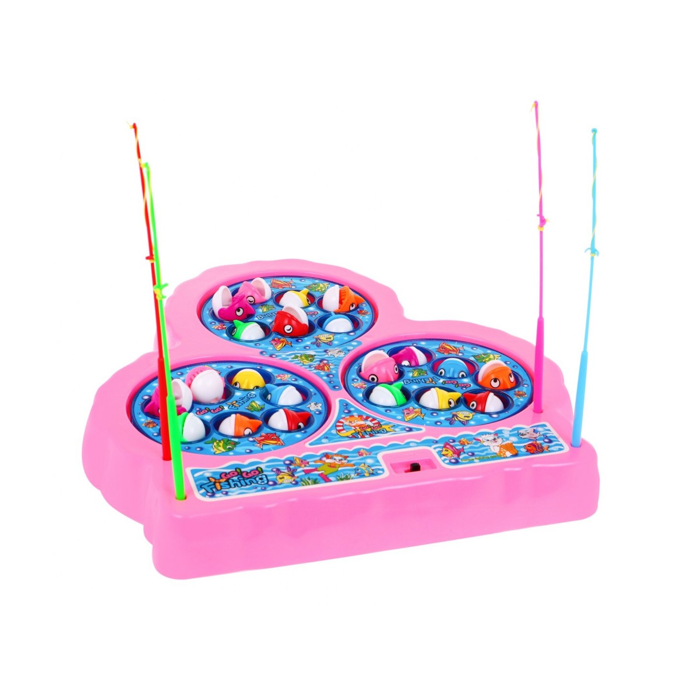 Zručnostná hra Rybárčenie pre deti 3+ ružová + 21 farebných Rybiek + 4 Udice + Doska s 3 rybníkmi