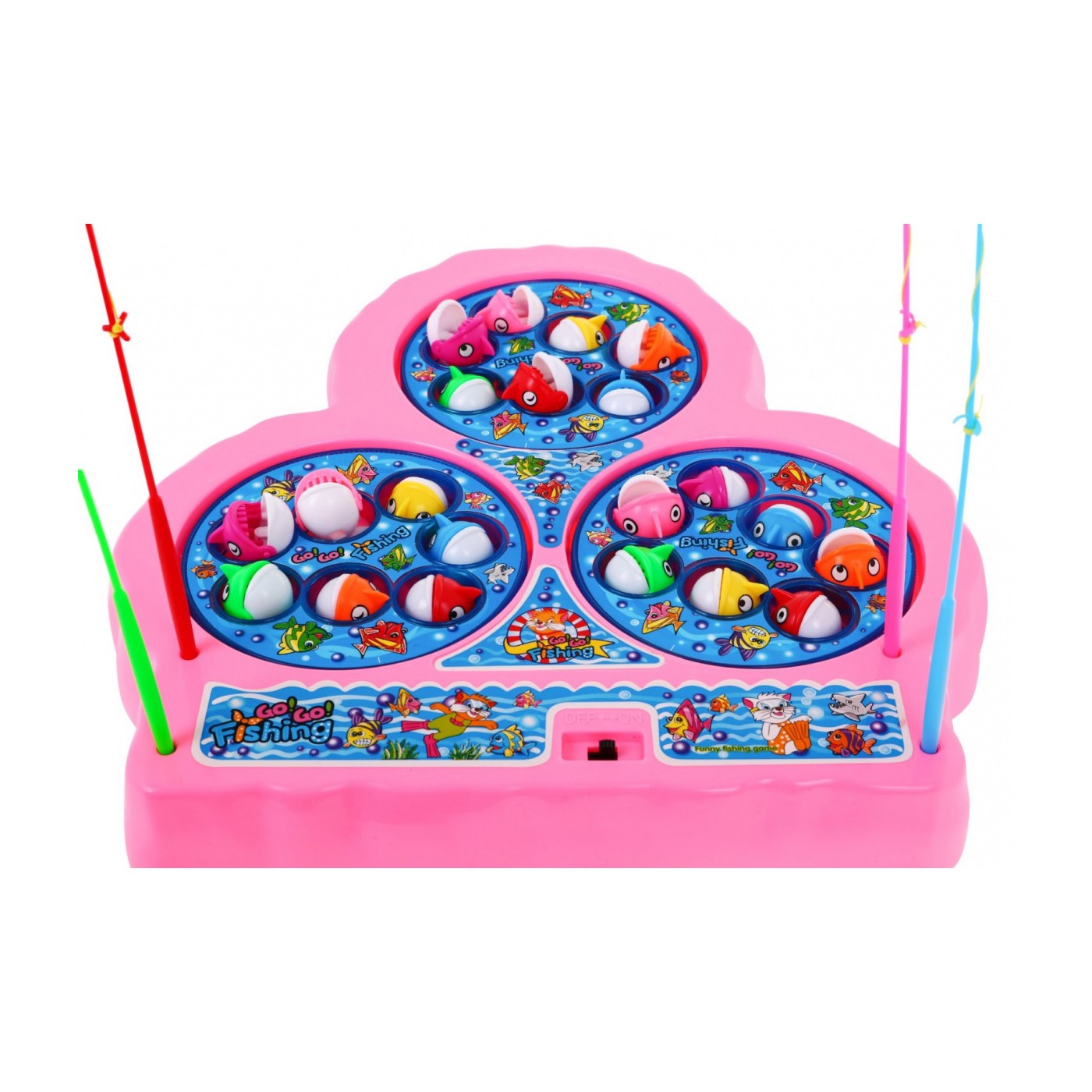 Zručnostná hra Rybárčenie pre deti 3+ ružová + 21 farebných Rybiek + 4 Udice + Doska s 3 rybníkmi