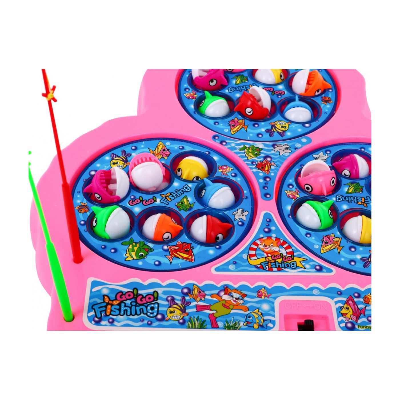 Zručnostná hra Rybárčenie pre deti 3+ ružová + 21 farebných Rybiek + 4 Udice + Doska s 3 rybníkmi