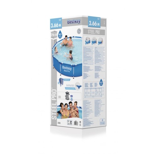 Bazén rámový Steel Pro 366x76 Kruhový BESTWAY 3w1 + Čerpadlo Filter