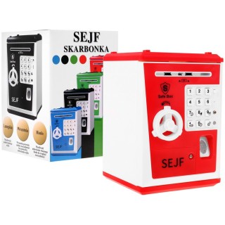 Trezor pokladnička pre deti 3+ červený Šetrenie peňazí + Učenie podnikania