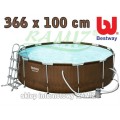 Bazén  rámový 12FT 366x100 cm RATTAN Frame 4w1 BESTWAY