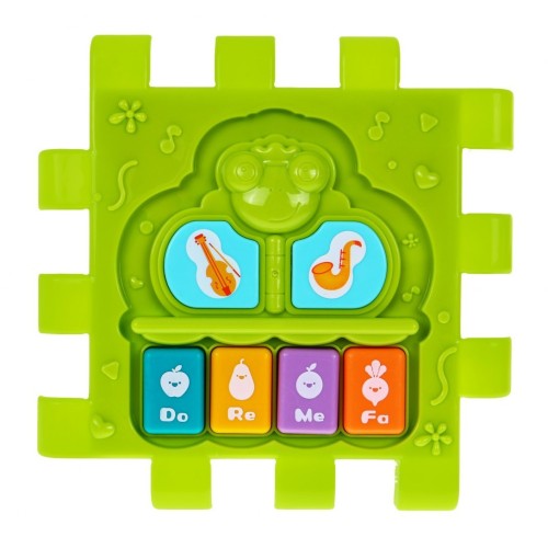 Multidomček senzorický pre deti 18m+ Mini hry 9 Puzzle + Sortéry + Prepletanie + Hodiny