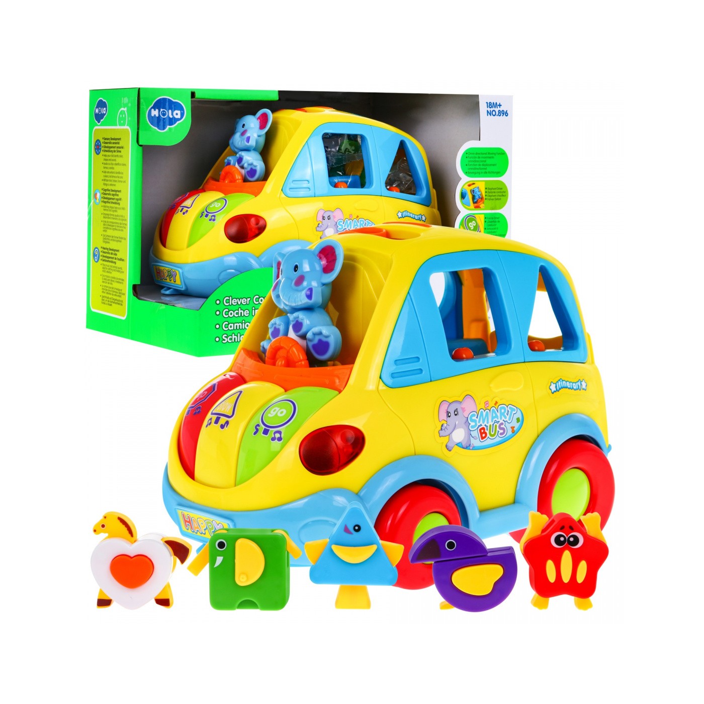 Interaktívny Smartbus pre deti 18m+ Zvuky Svietidlá + Sorter tvarov + Kocky meniace tvar