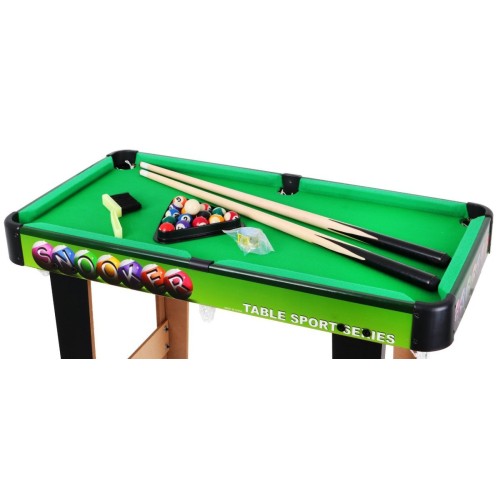 Biliardový stôl pre deti 8+ a dospelých + Doska MDF + Zelený plášť + Farebné gule + Príslušenstvo